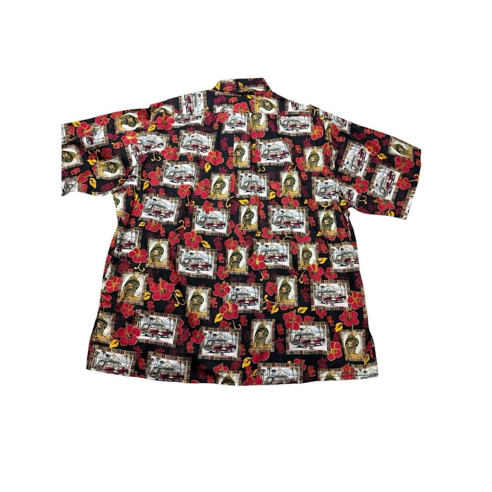 Vintage USC Trojans Mens Shirt 2XL Red Hawaiian Tropical Button Down Camp NCAA - Picture 4 of 6
